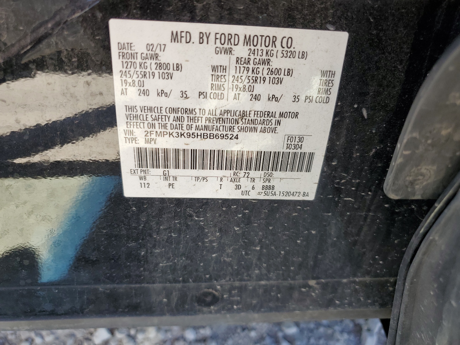 2FMPK3K95HBB69524 2017 Ford Edge Titanium