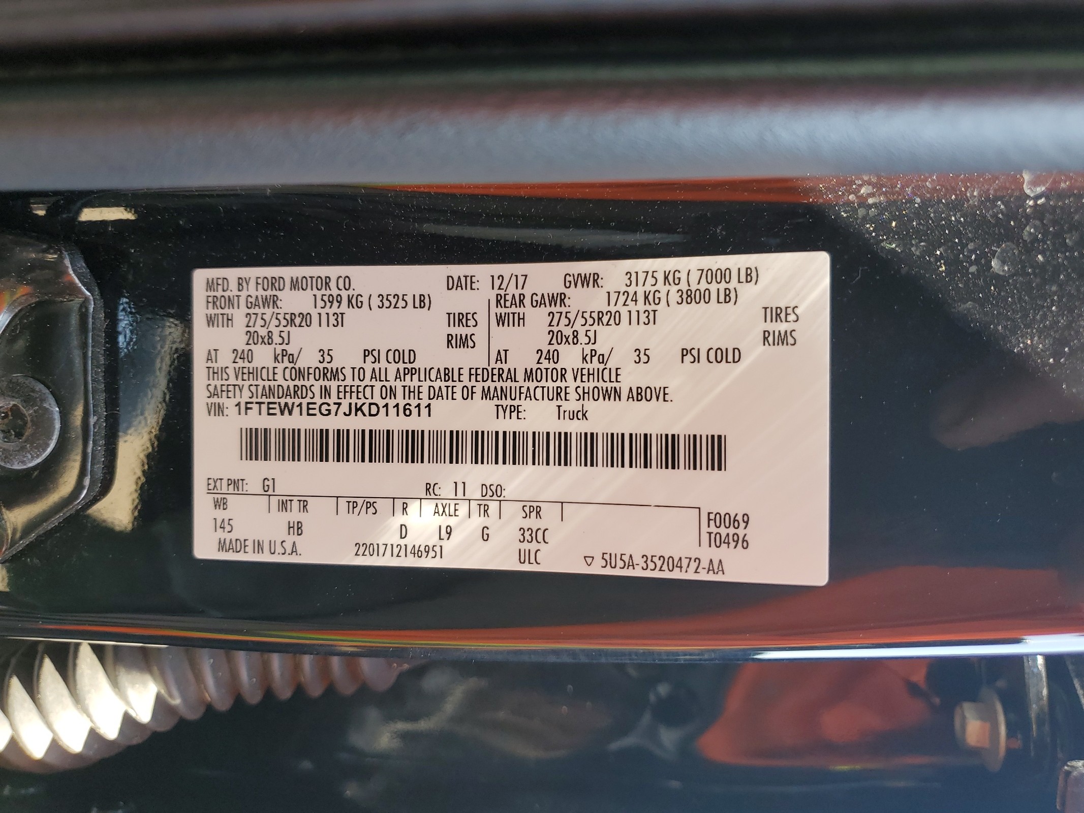 1FTEW1EG7JKD11611 2018 Ford F150 Supercrew