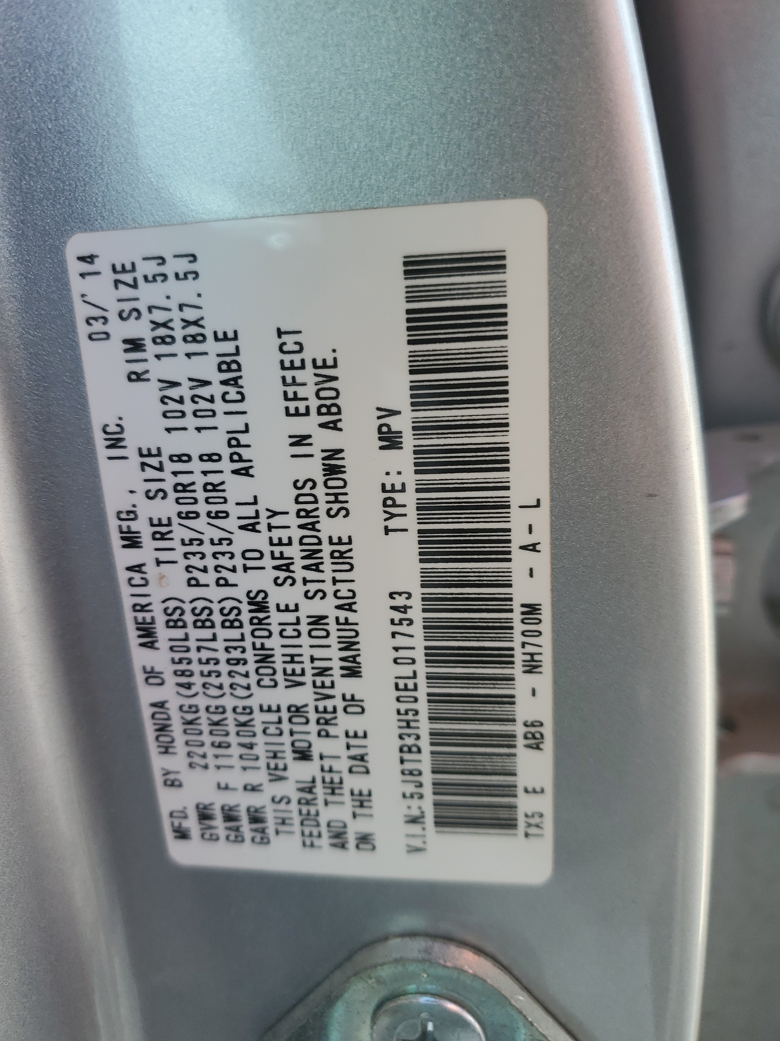 5J8TB3H50EL017543 2014 Acura Rdx Technology