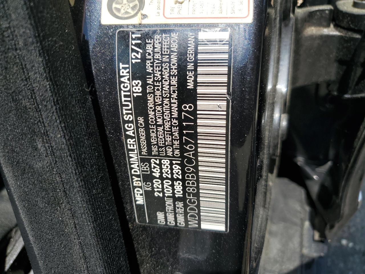 2012 Mercedes-Benz C 300 4Matic VIN: WDDGF8BB9CA671178 Lot: 57253034