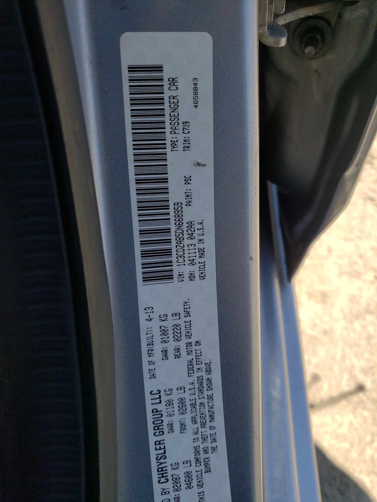 1C3CDZAB5DN668959 2013 Dodge Avenger Se