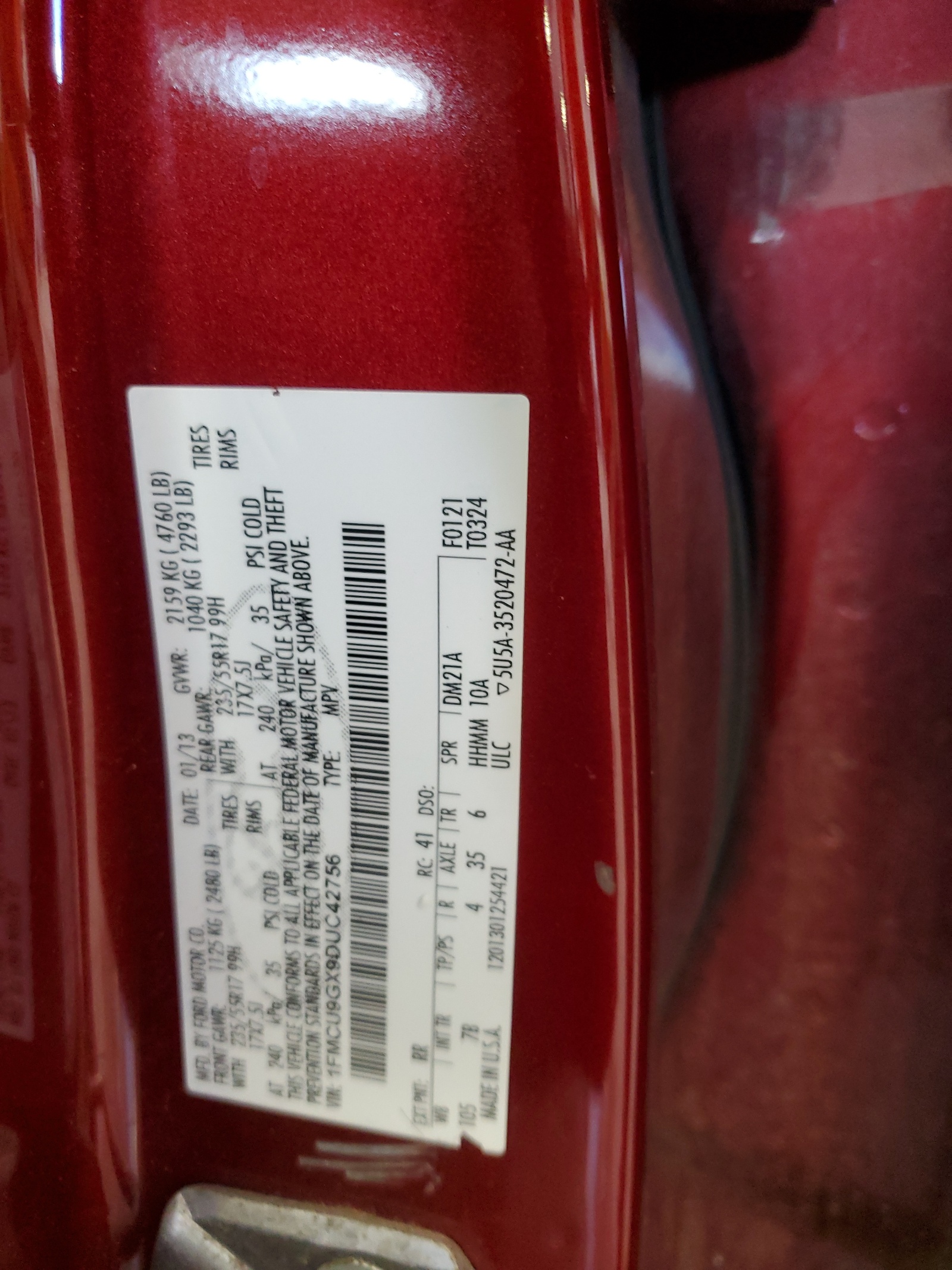 1FMCU9GX9DUC42756 2013 Ford Escape Se