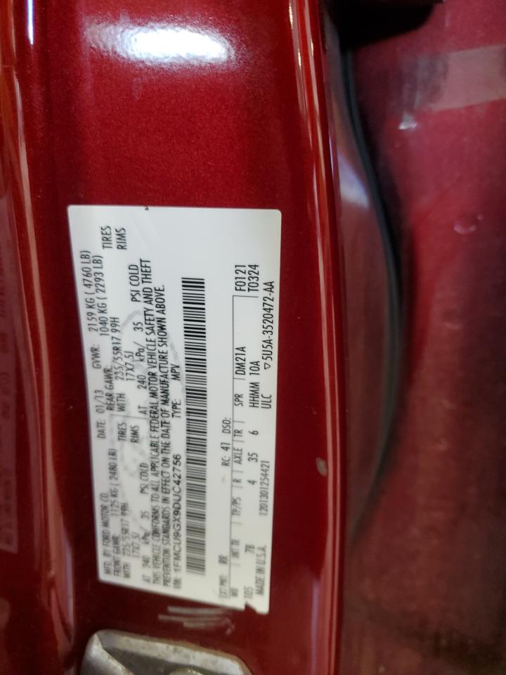 2013 Ford Escape Se VIN: 1FMCU9GX9DUC42756 Lot: 60550494