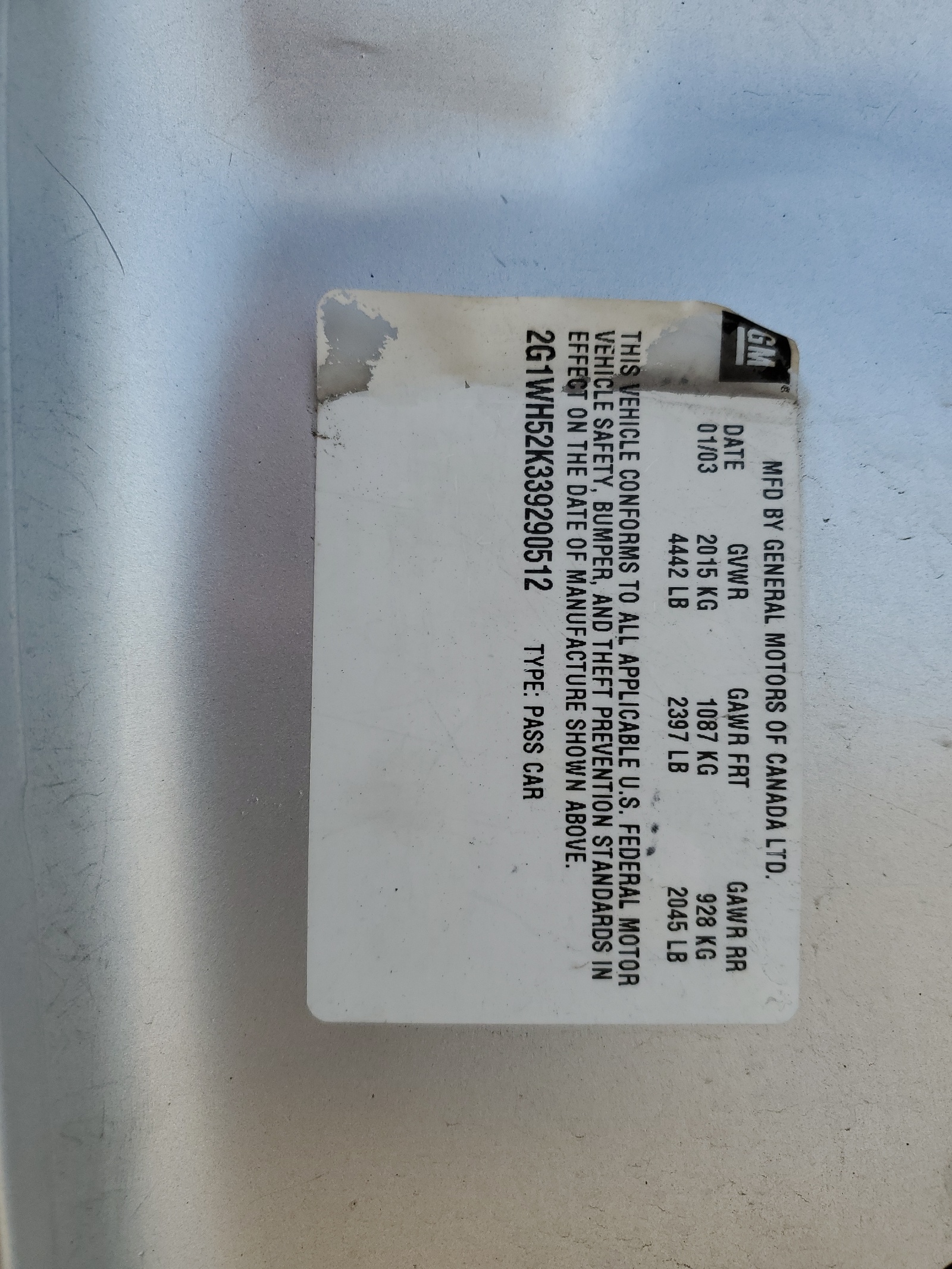 2G1WH52K339290512 2003 Chevrolet Impala Ls