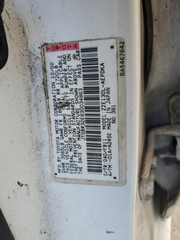 2003 Toyota Corolla Ce VIN: JTDBR32E830034863 Lot: 82907134