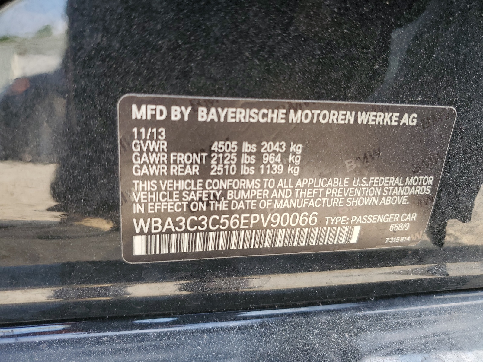 WBA3C3C56EPV90066 2014 BMW 320 I xDrive