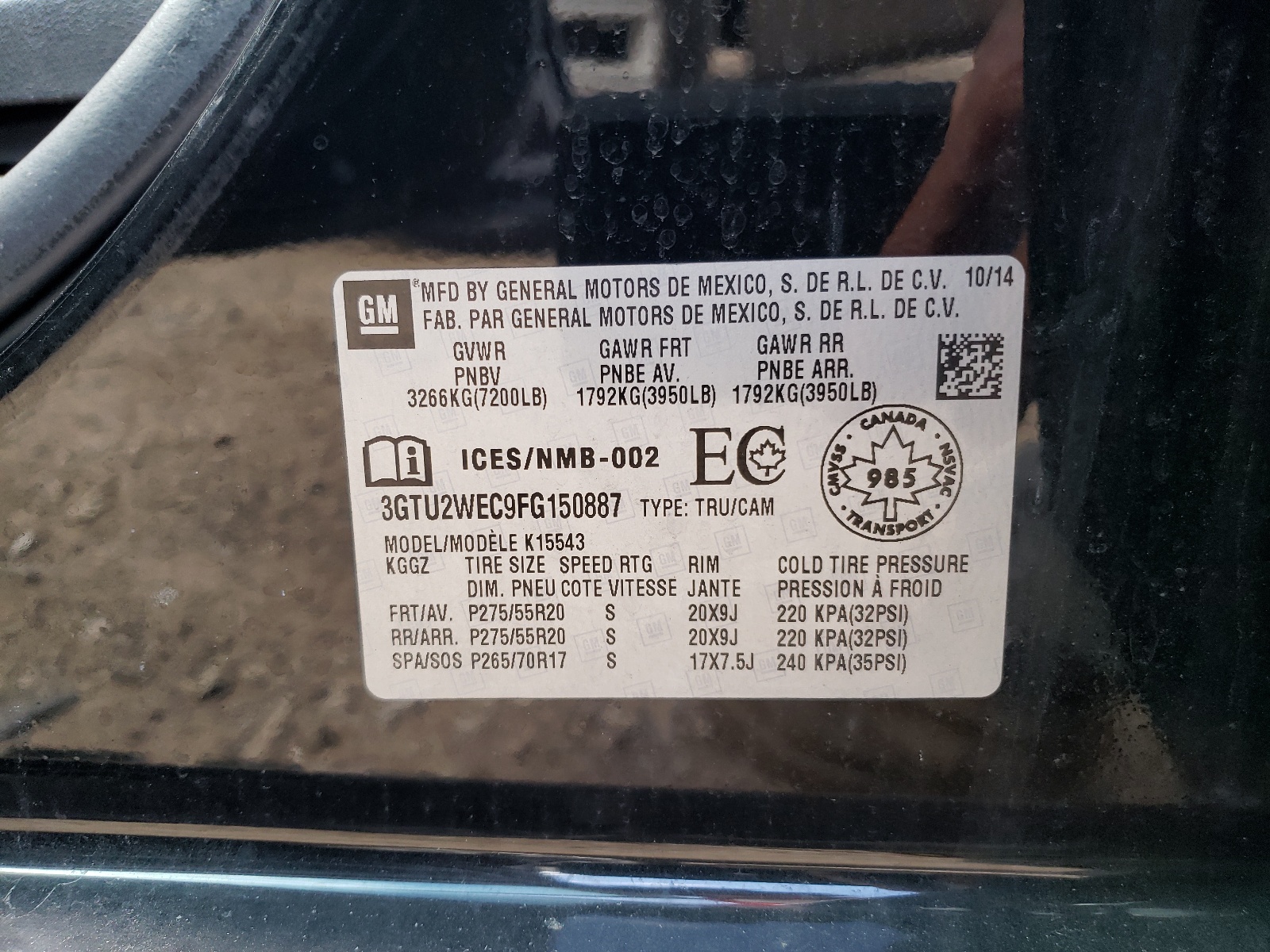 3GTU2WEC9FG150887 2015 GMC Sierra K1500 Denali