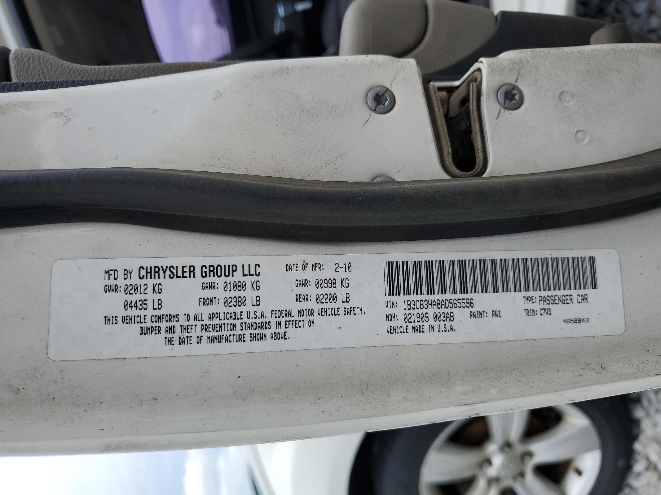 1B3CB3HA8AD565596 2010 Dodge Caliber Mainstreet