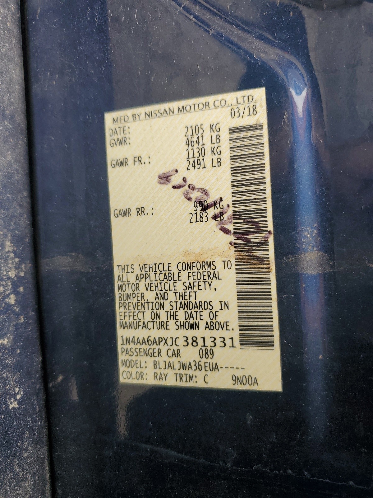 1N4AA6APXJC381331 2018 Nissan Maxima 3.5S