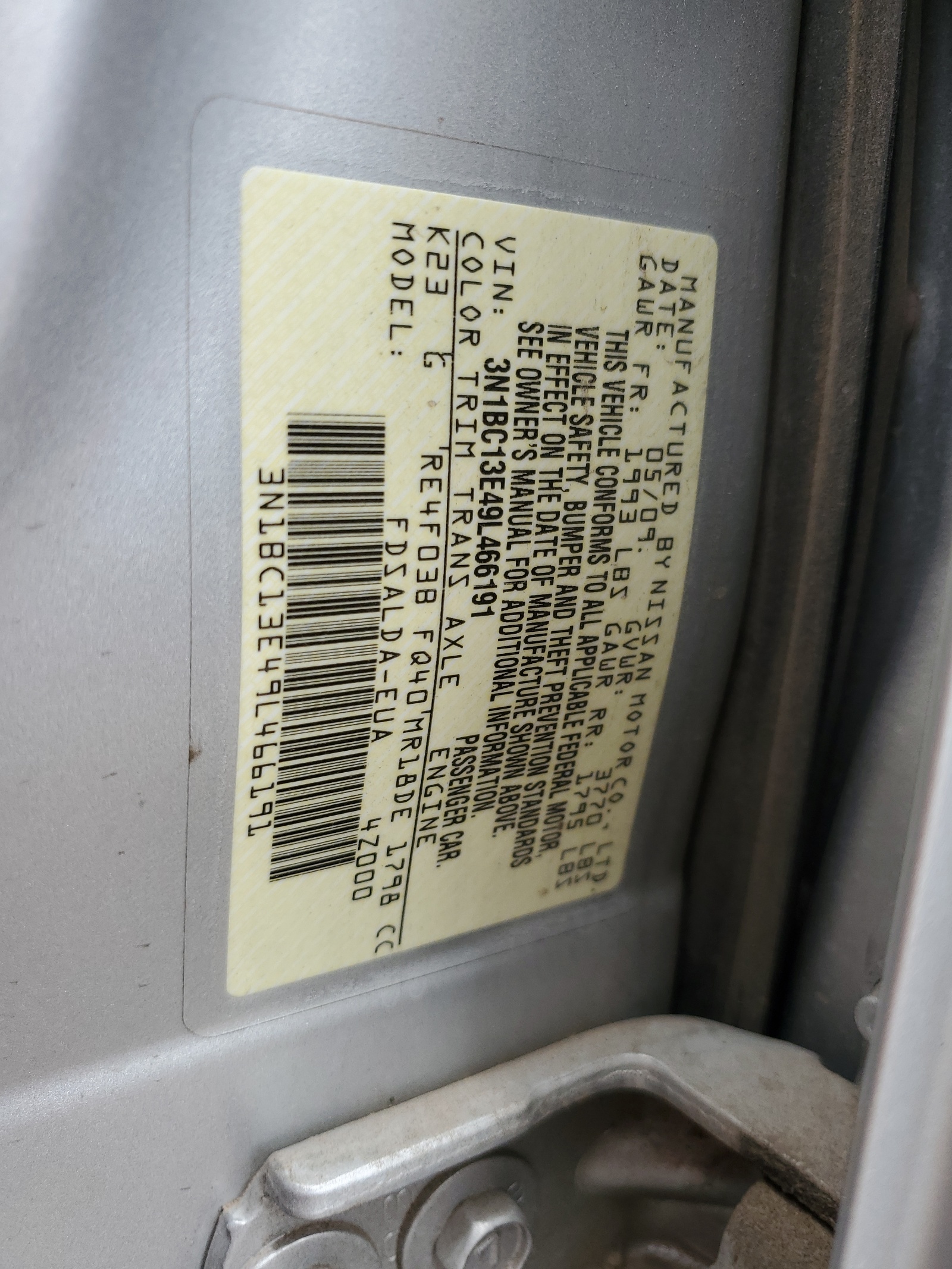 3N1BC13E49L466191 2009 Nissan Versa S