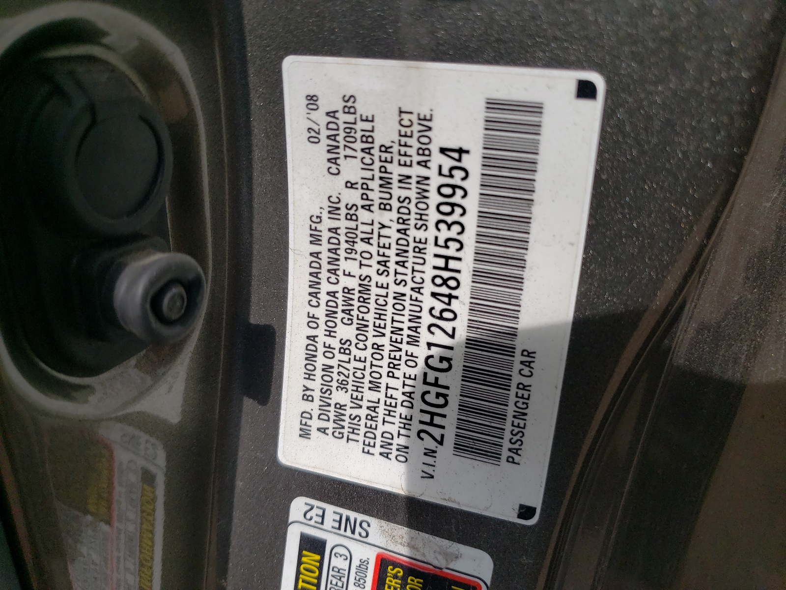 2HGFG12648H539954 2008 Honda Civic Lx