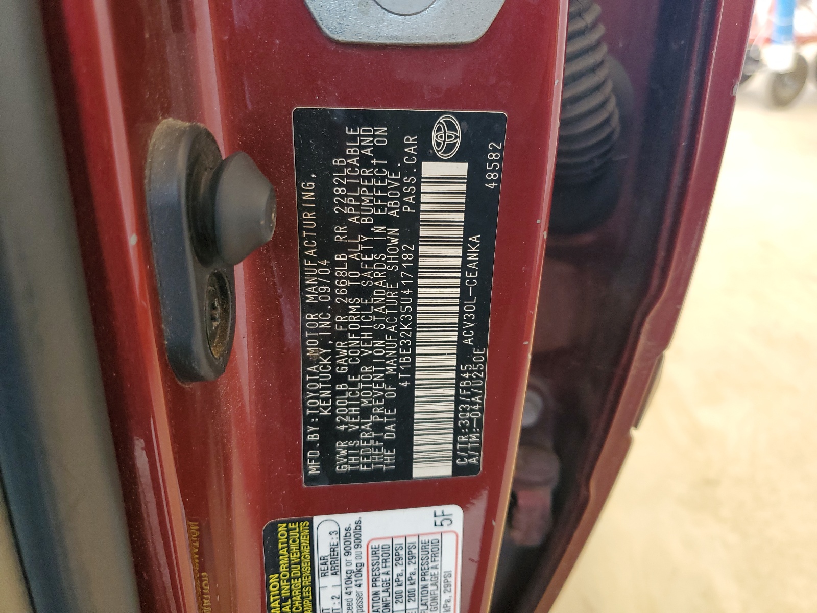 4T1BE32K35U417182 2005 Toyota Camry Le