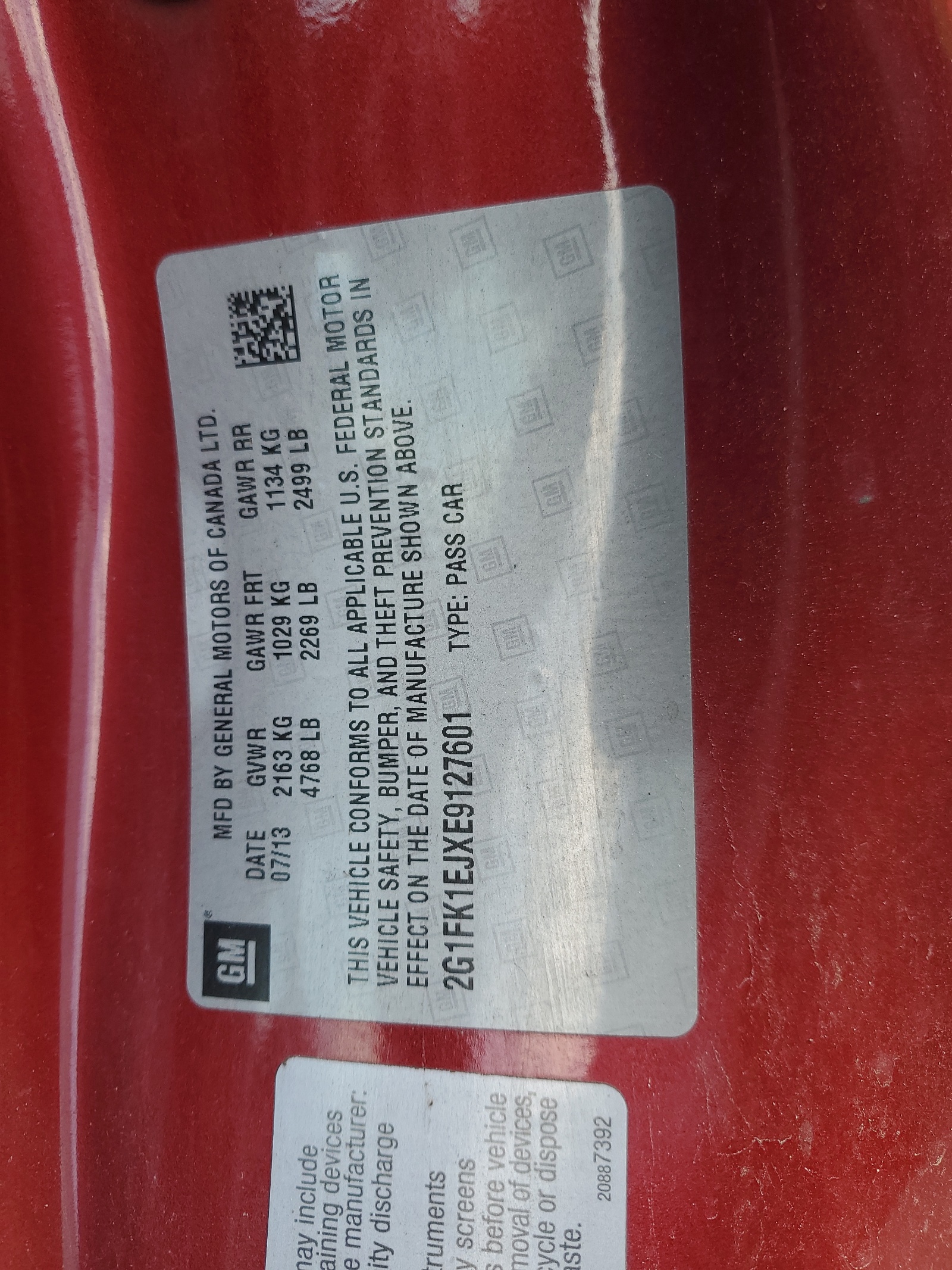 2G1FK1EJXE9127601 2014 Chevrolet Camaro 2Ss