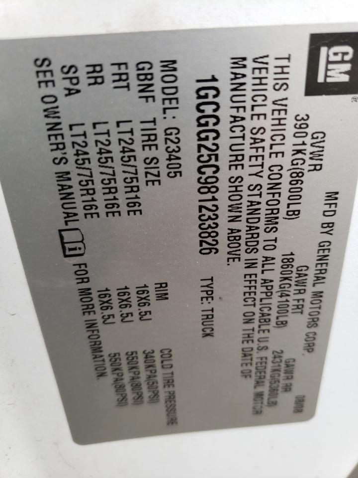 2008 Chevrolet Express G2500 VIN: 1GCGG25C981233826 Lot: 58137254