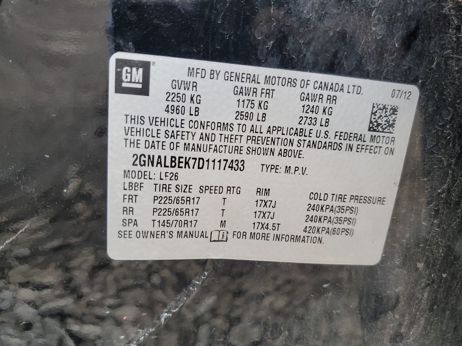 2GNALBEK7D1117433 2013 Chevrolet Equinox Ls