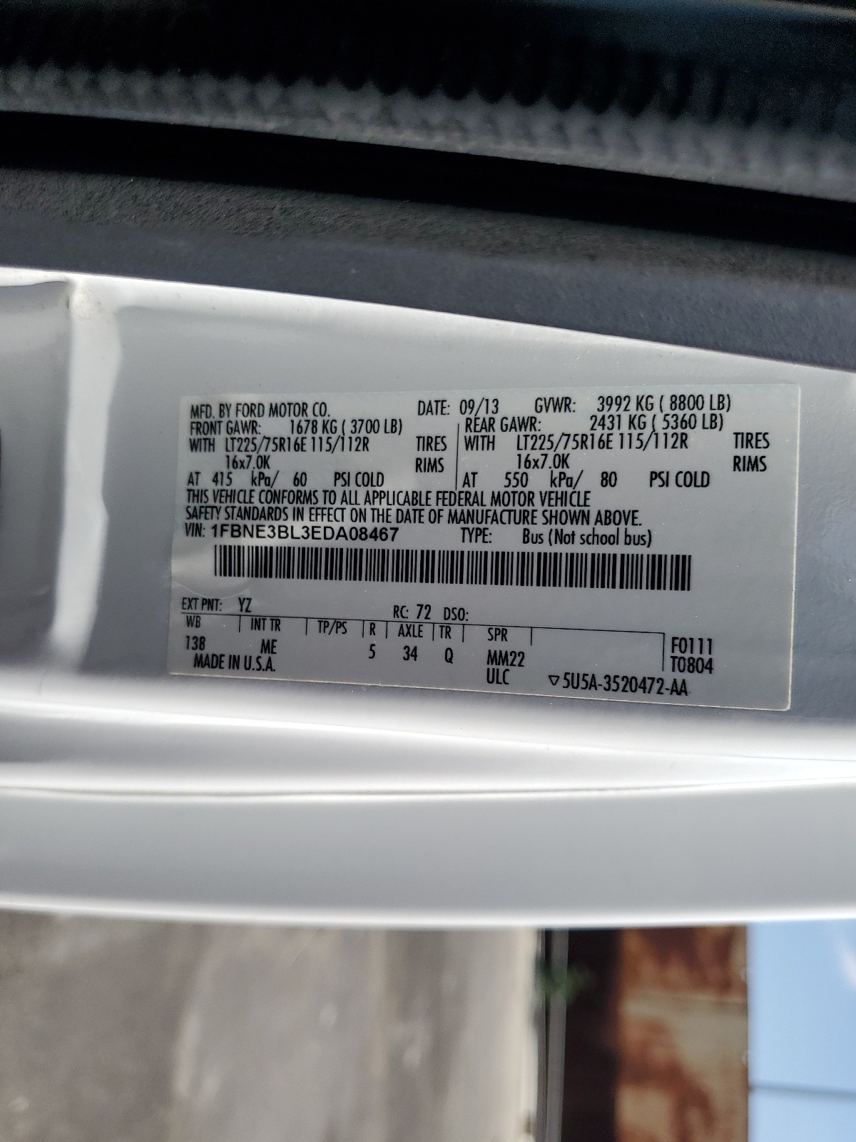 1FBNE3BL3EDA08467 2014 Ford Econoline E350 Super Duty Wagon