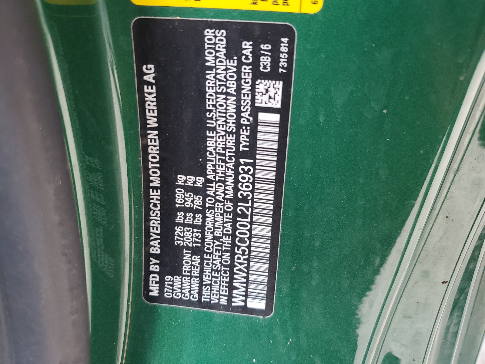 WMWXR5C00L2L36931 2020 Mini Cooper S