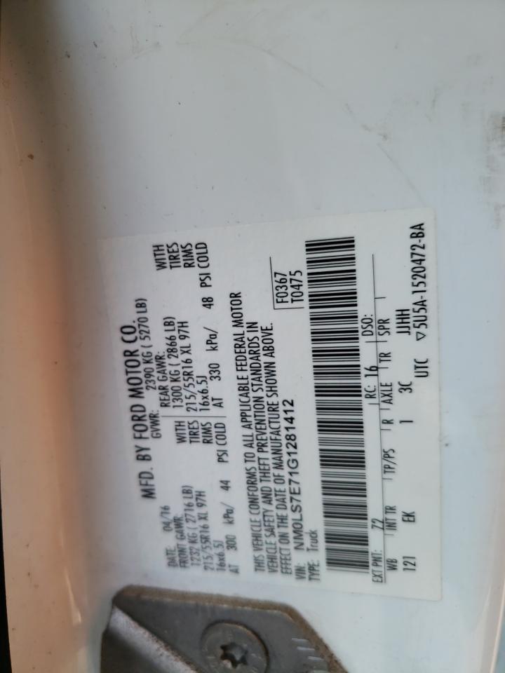 2016 Ford Transit Connect Xl VIN: NM0LS7E71G1281412 Lot: 58698514