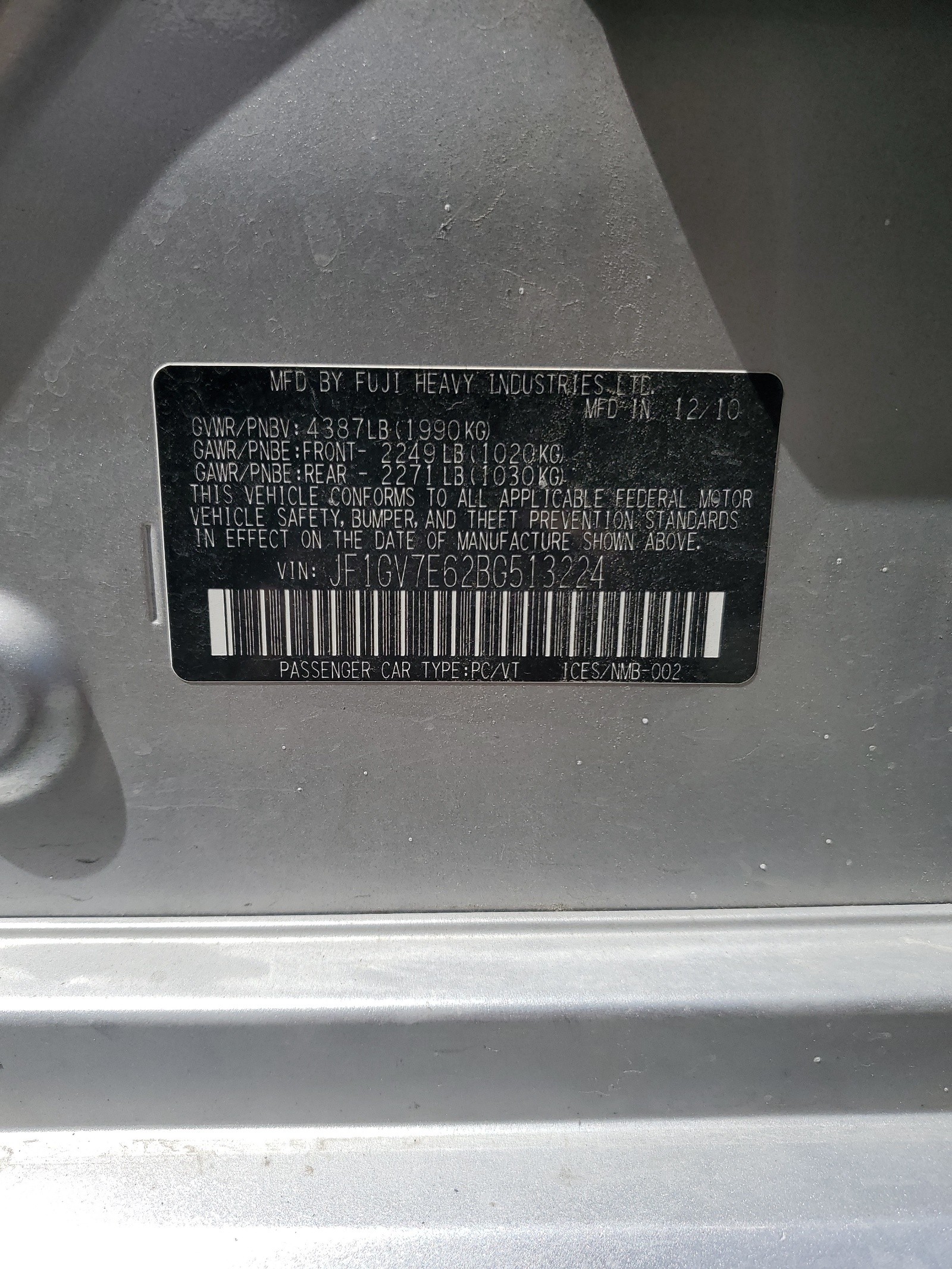 JF1GV7E62BG513224 2011 Subaru Impreza Wrx