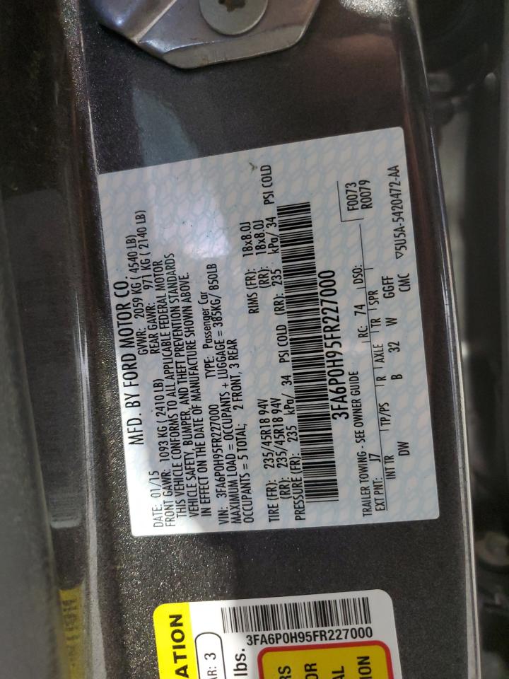 2015 Ford Fusion Se VIN: 3FA6P0H95FR227000 Lot: 61460864