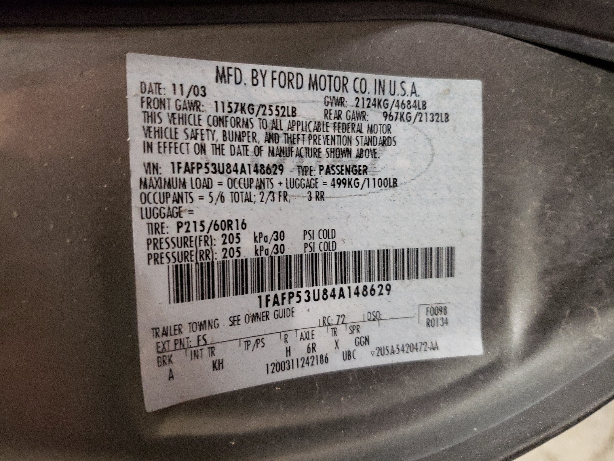 1FAFP53U84A148629 2004 Ford Taurus Se