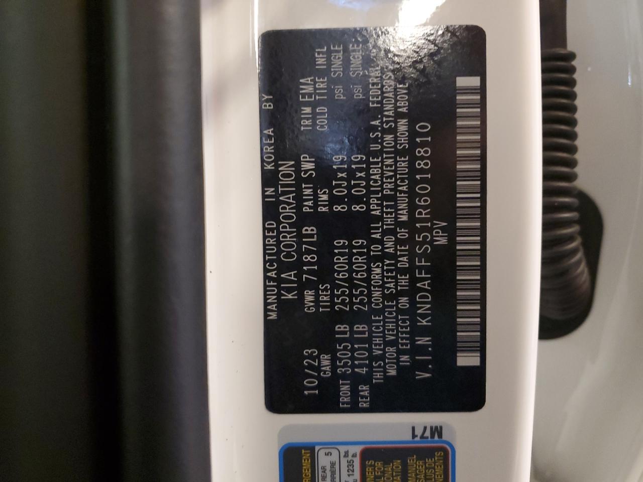 2024 Kia Ev9 Wind VIN: KNDAFFS51R6018810 Lot: 57908804