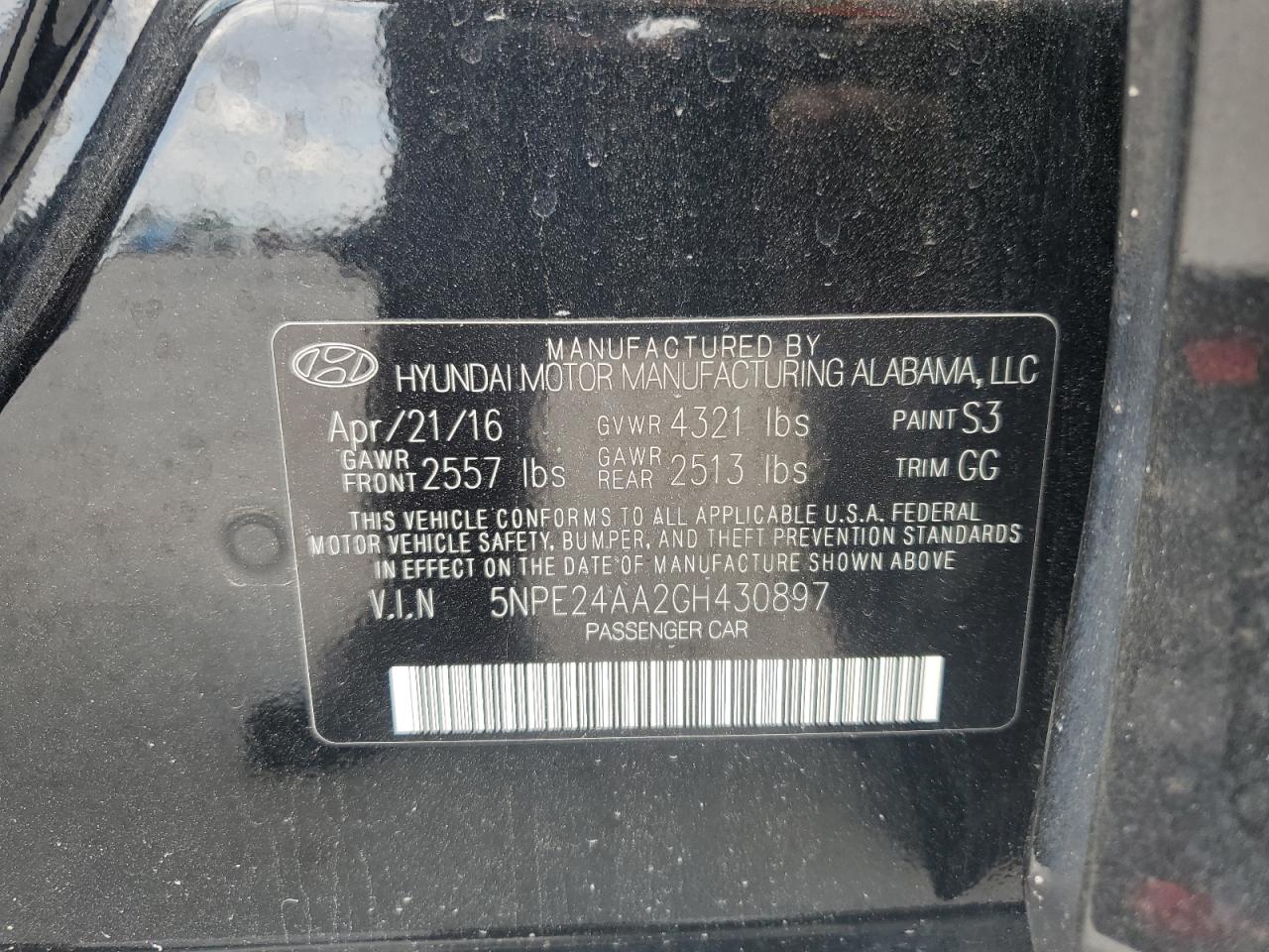 2016 Hyundai Sonata Eco VIN: 5NPE24AA2GH430897 Lot: 57284504