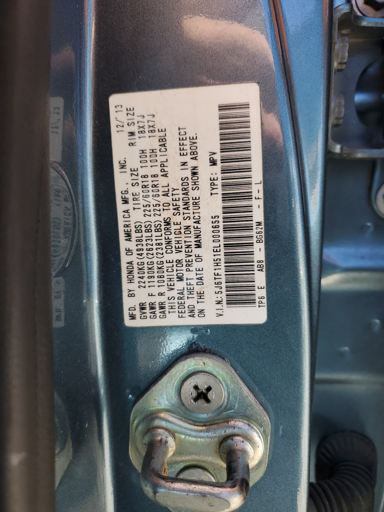 5J6TF1H51EL000655 2014 Honda Crosstour Exl