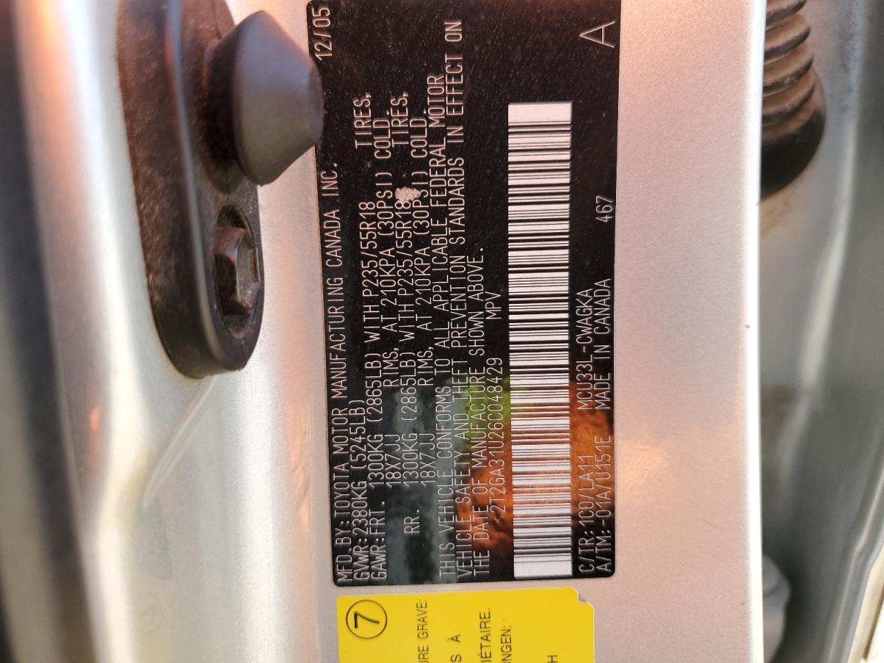 2006 Lexus Rx 330 VIN: 2T2GA31U26C048429 Lot: 61063164