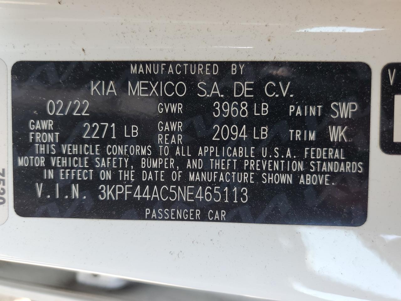 2022 Kia Forte Gt VIN: 3KPF44AC5NE465113 Lot: 59768784