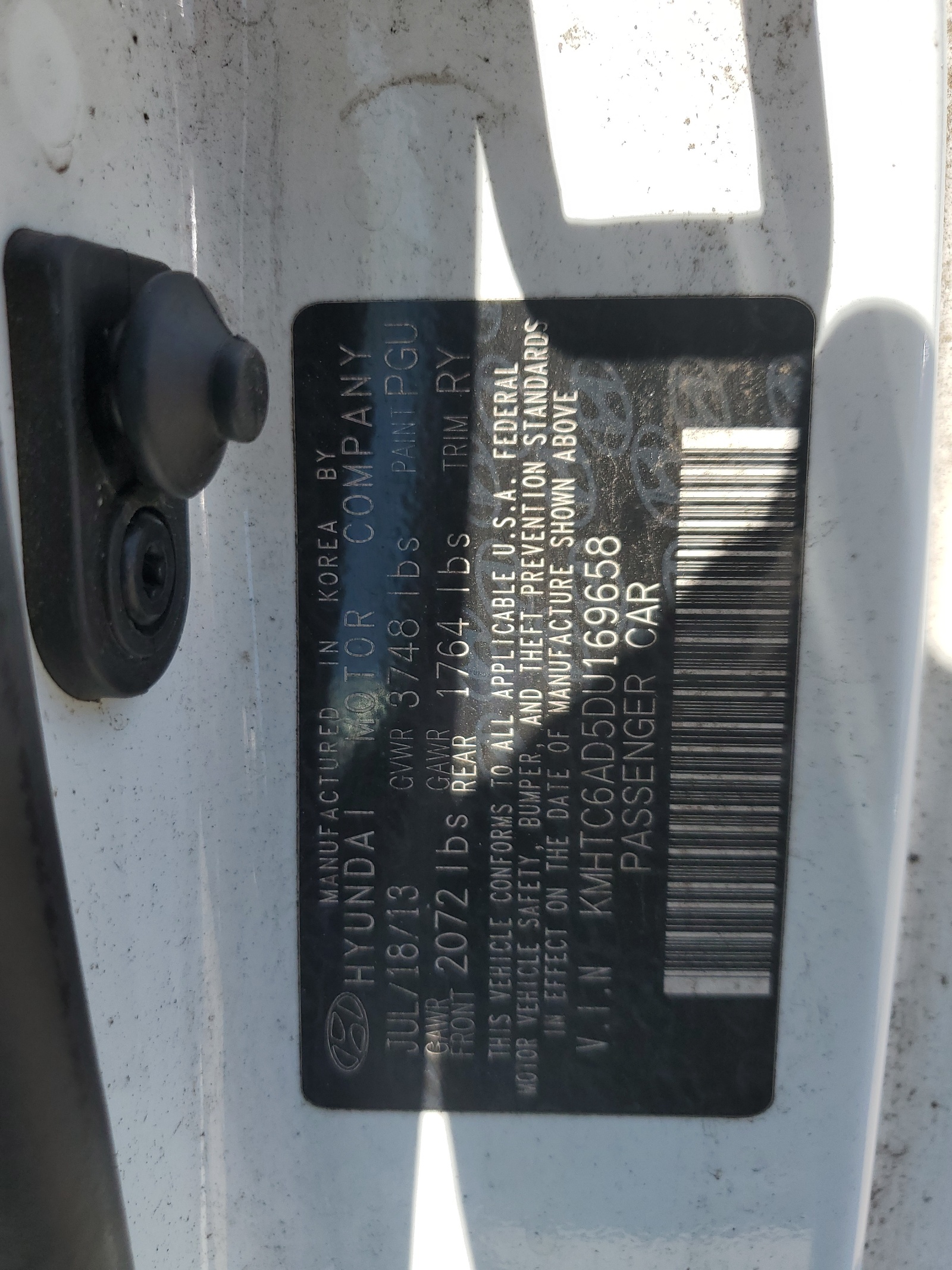 KMHTC6AD5DU169658 2013 Hyundai Veloster