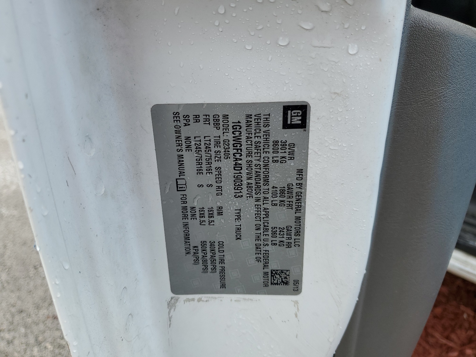 1GCWGFCA4D1903913 2013 Chevrolet Express G2500