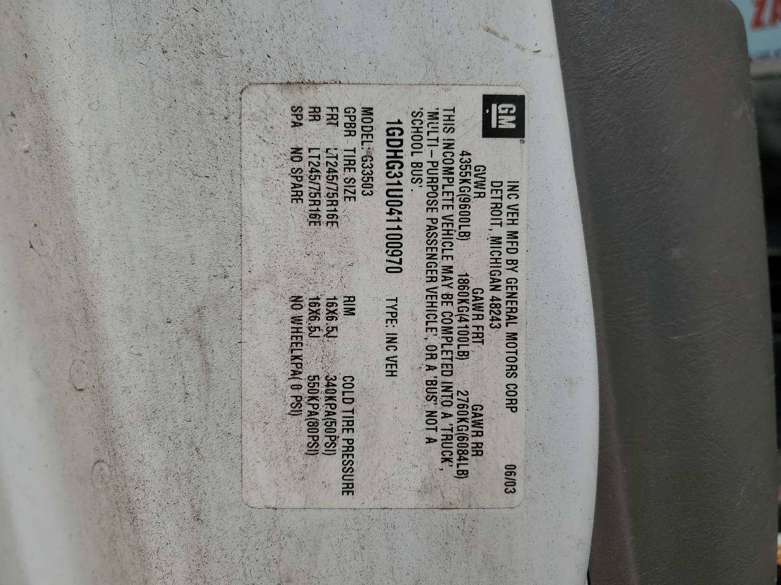 1GDHG31U041100970 2004 GMC Savana Cutaway G3500