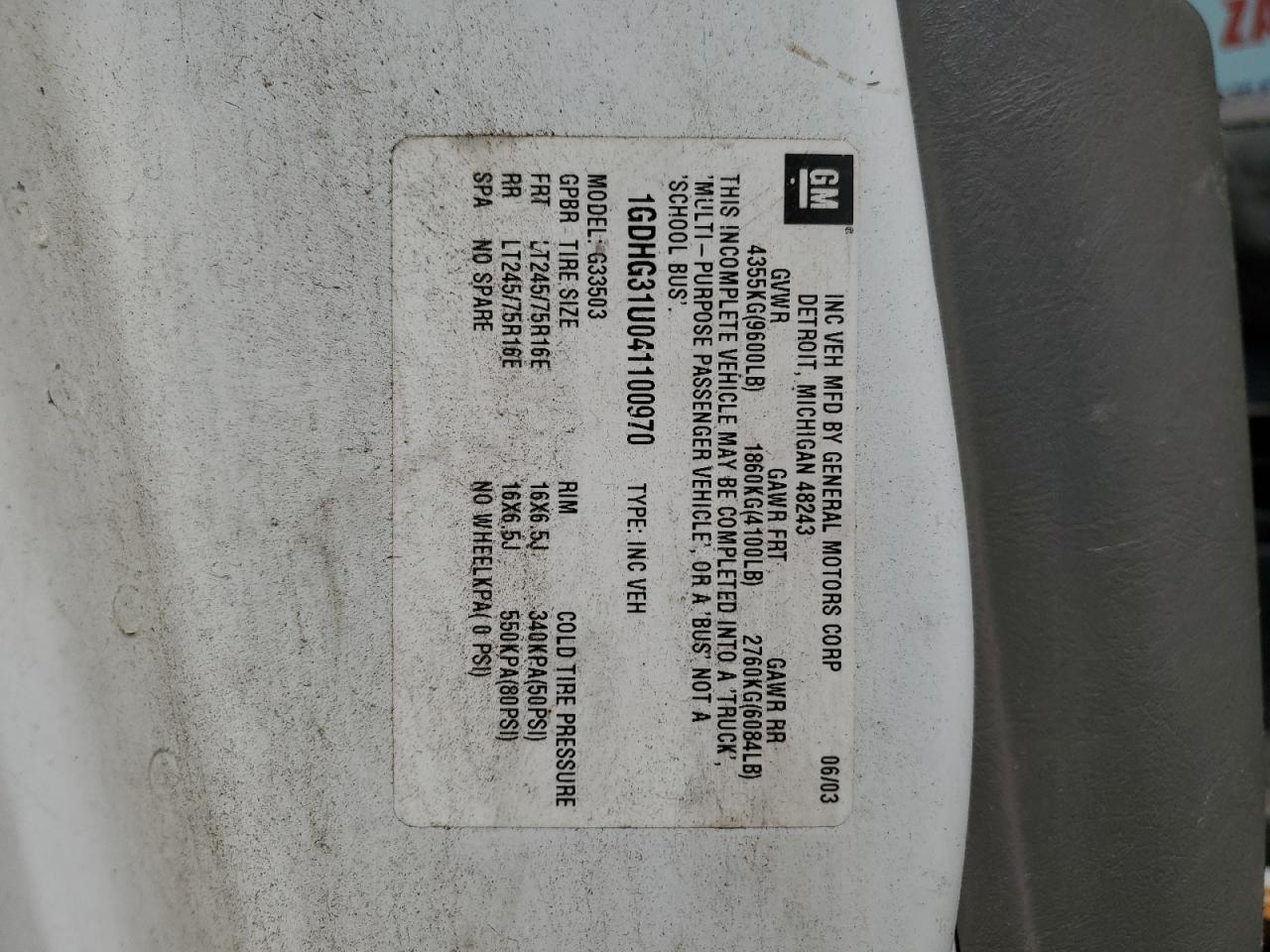 2004 GMC Savana Cutaway G3500 VIN: 1GDHG31U041100970 Lot: 56447734