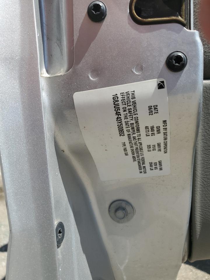 2003 Saturn L200 VIN: 1G8JU54F43Y500652 Lot: 60557684