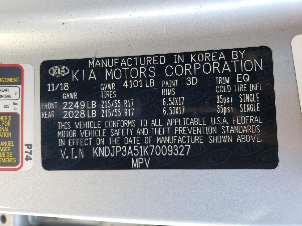 KNDJP3A51K7009327 2019 Kia Soul +