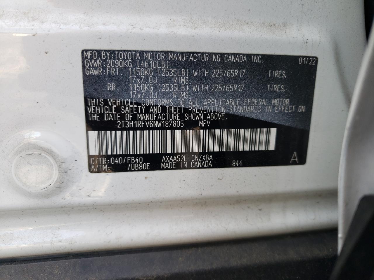 2T3H1RFV6NW187805 2022 TOYOTA RAV 4 - Image 13