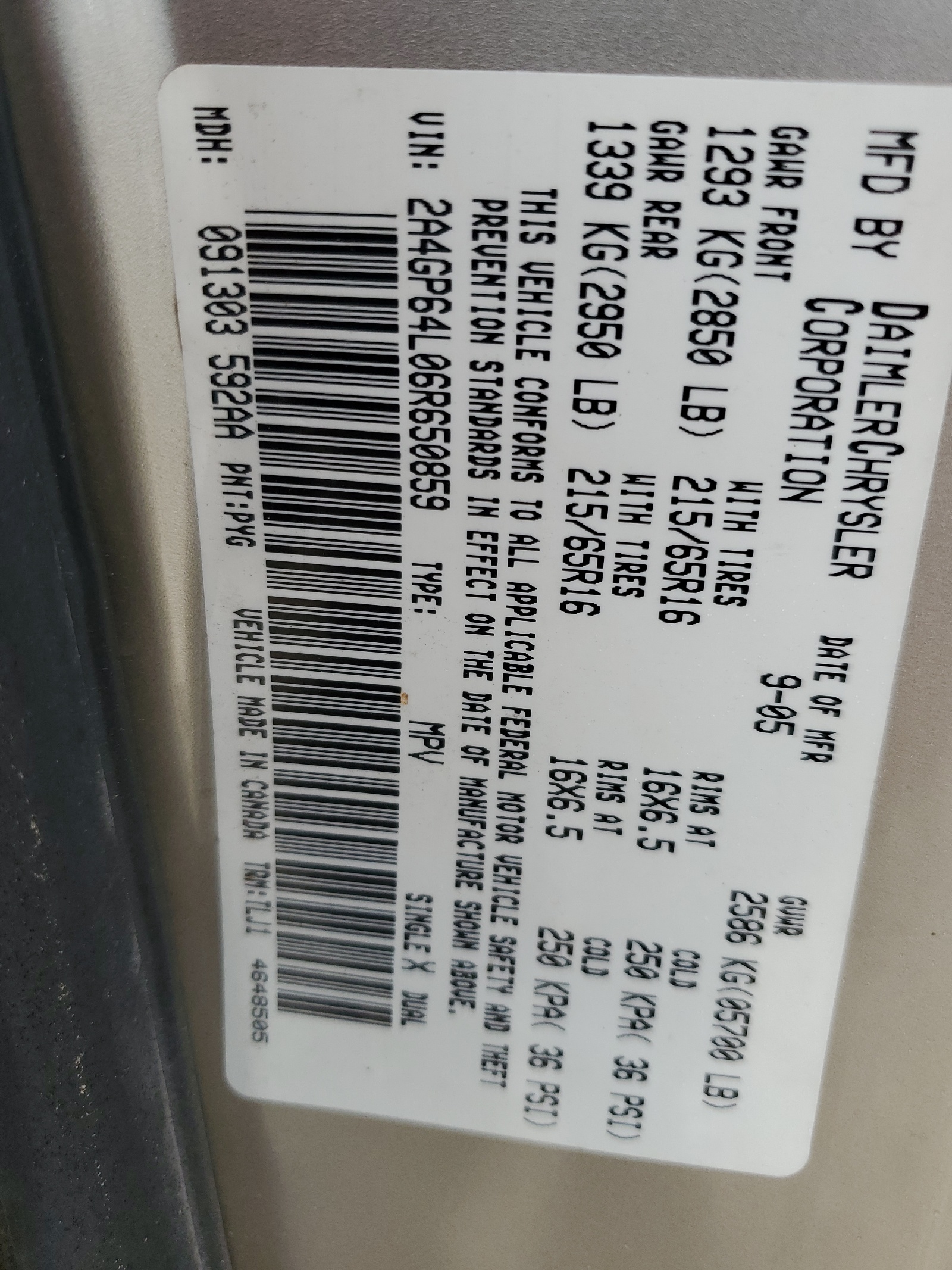 2A4GP64L06R650859 2006 Chrysler Town & Country Limited