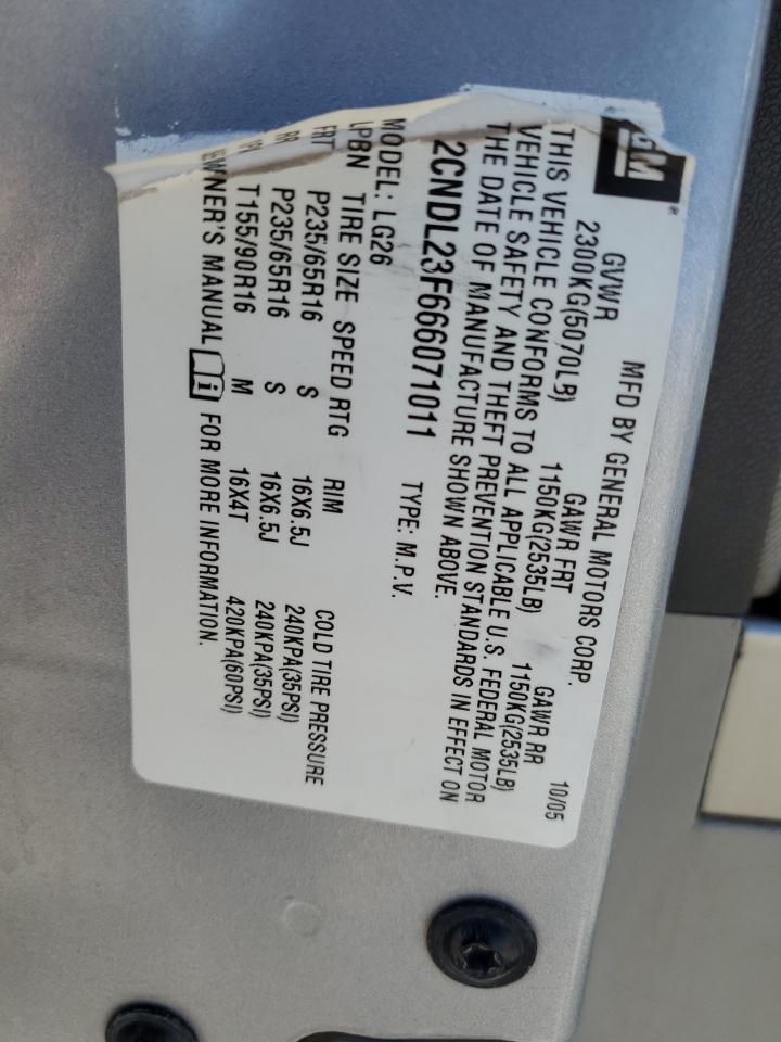 2006 Chevrolet Equinox Ls VIN: 2CNDL23F666071011 Lot: 54632454