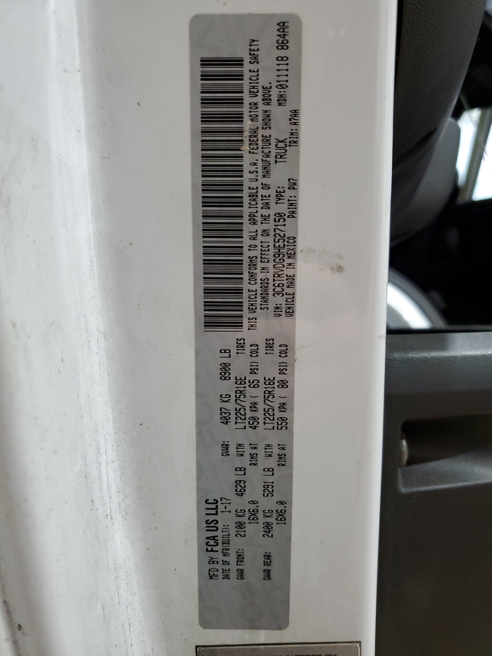 3C6TRVDG9HE527150 2017 Ram Promaster 2500 2500 High