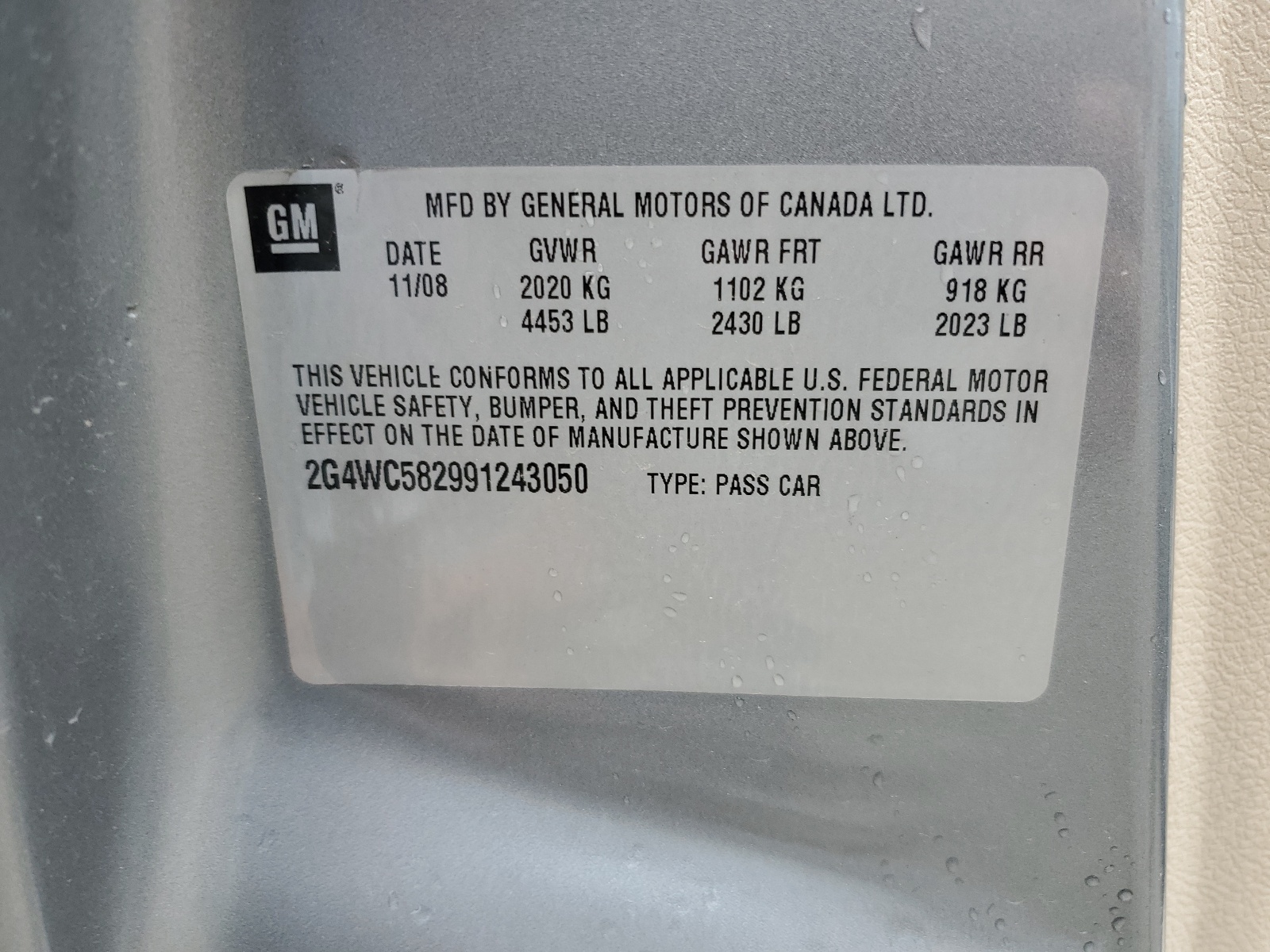 2G4WC582991243050 2009 Buick Lacrosse Cx