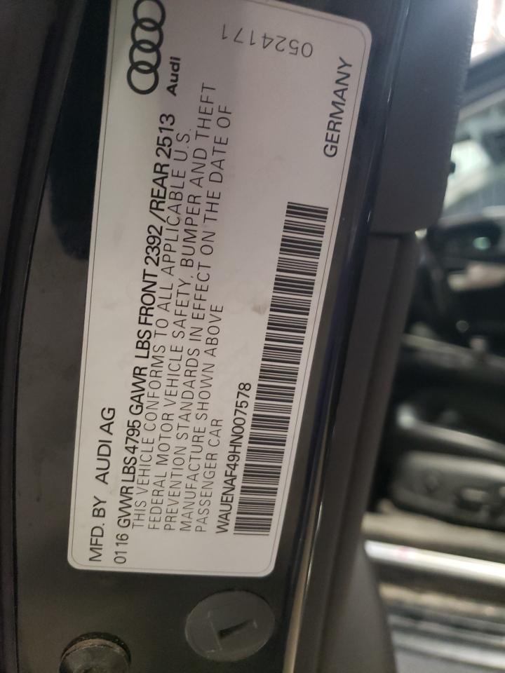 2017 Audi A4 Premium Plus VIN: WAUENAF49HN007578 Lot: 59691204