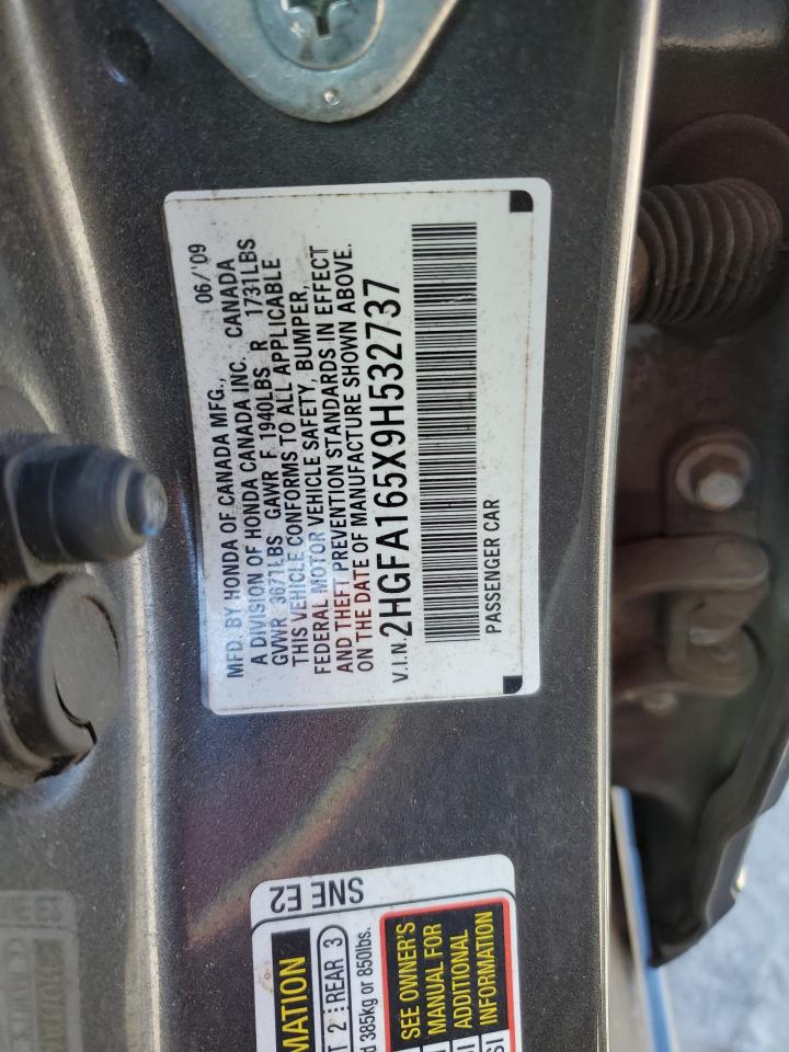 2009 Honda Civic Lx VIN: 2HGFA165X9H532737 Lot: 58267064