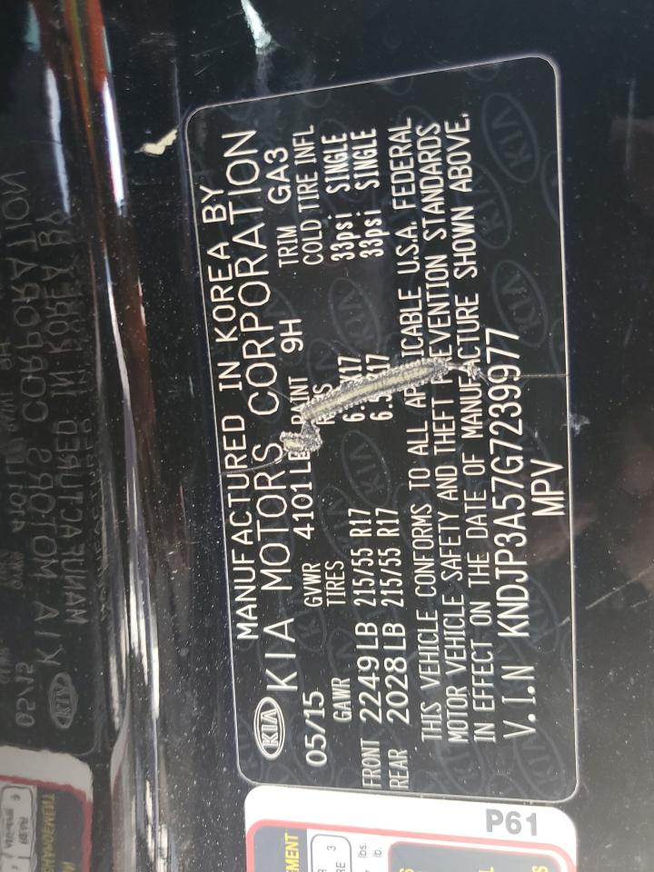 2016 Kia Soul + VIN: KNDJP3A57G7239977 Lot: 61304784