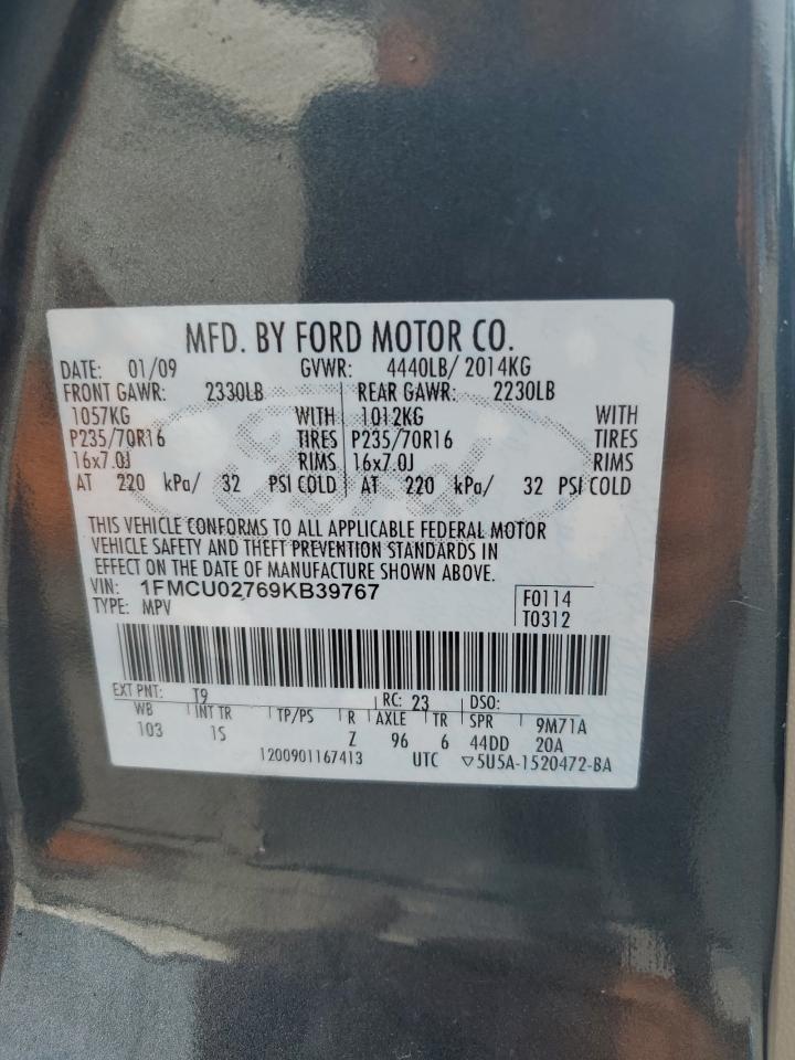 1FMCU02769KB39767 2009 Ford Escape Xls