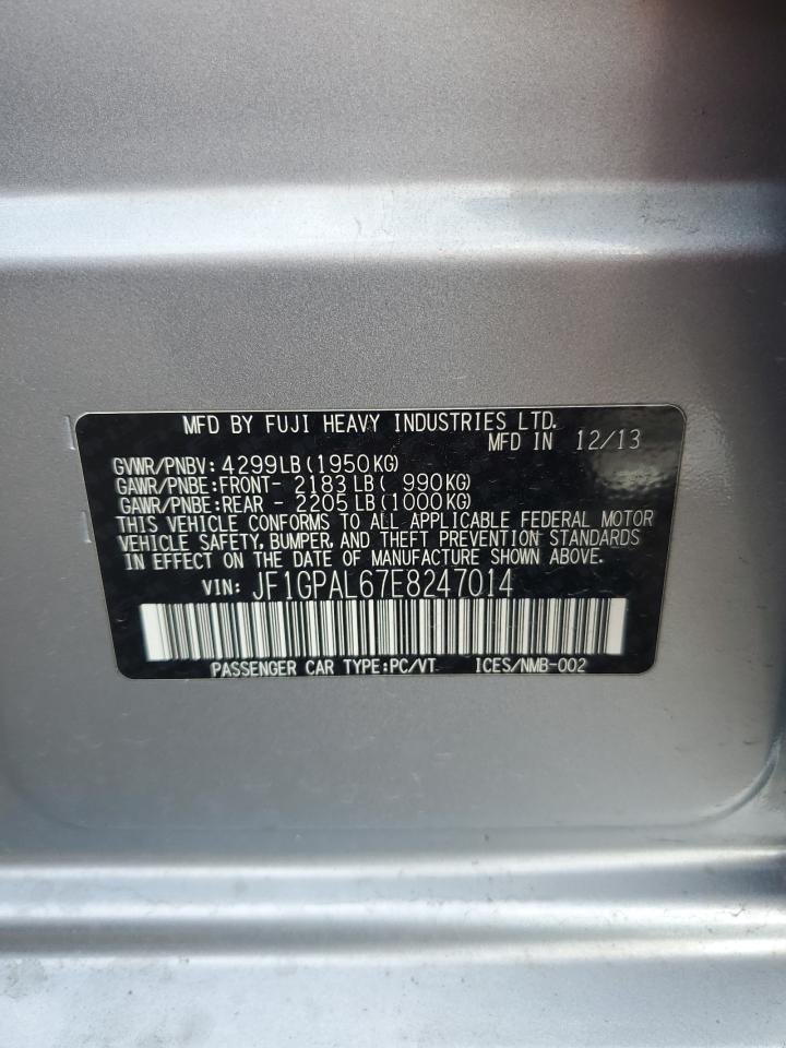 2014 Subaru Impreza Sport Premium VIN: JF1GPAL67E8247014 Lot: 60967004