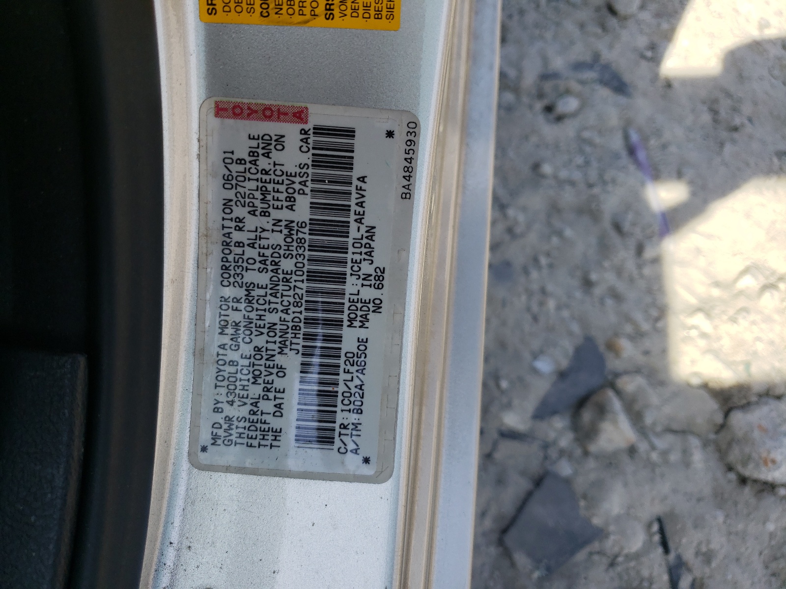 JTHBD182710033876 2001 Lexus Is 300