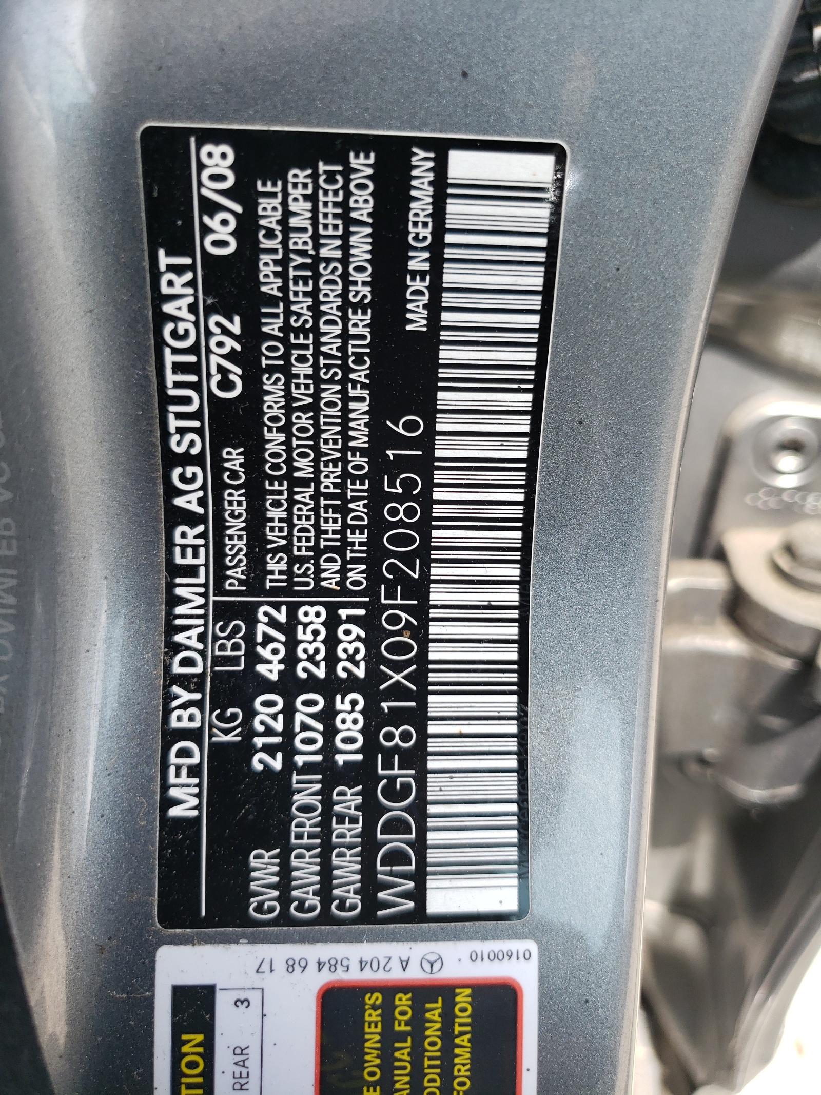 WDDGF81X09F208516 2009 Mercedes-Benz C 300 4Matic