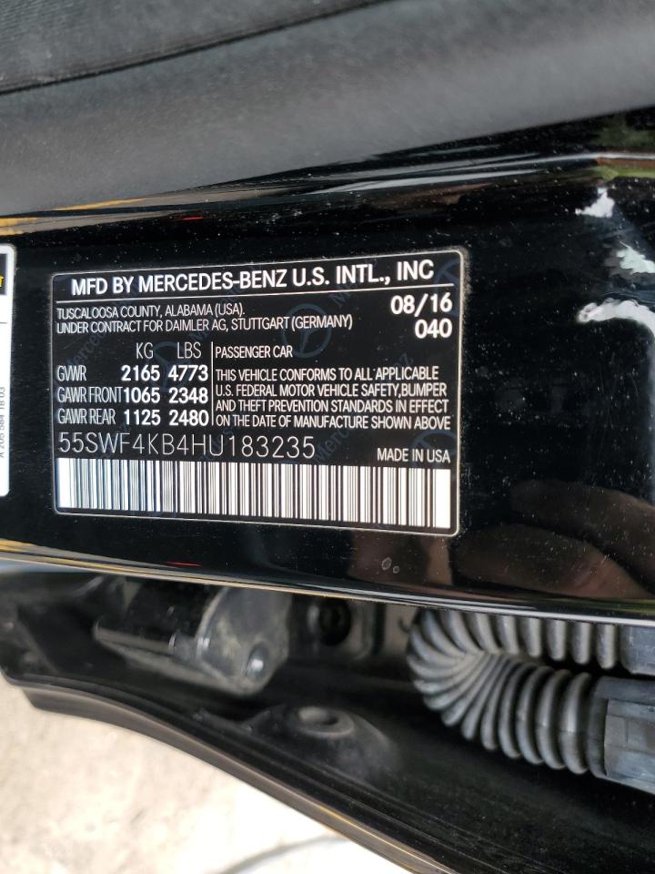 2017 Mercedes-Benz C 300 4Matic VIN: 55SWF4KB4HU183235 Lot: 56874624