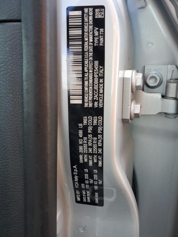 2017 Jeep Renegade Limited VIN: ZACCJBDB6HPE54566 Lot: 58240624